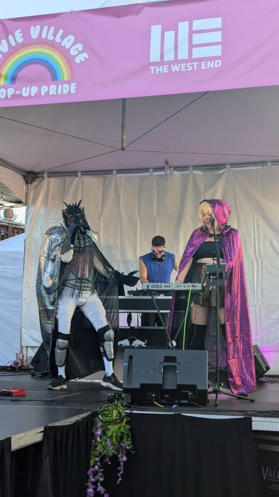 A neo pop performance at Vancouver's 2024 Pop-up Pride Event at Shopper's Drug Mart on Davie Street. 