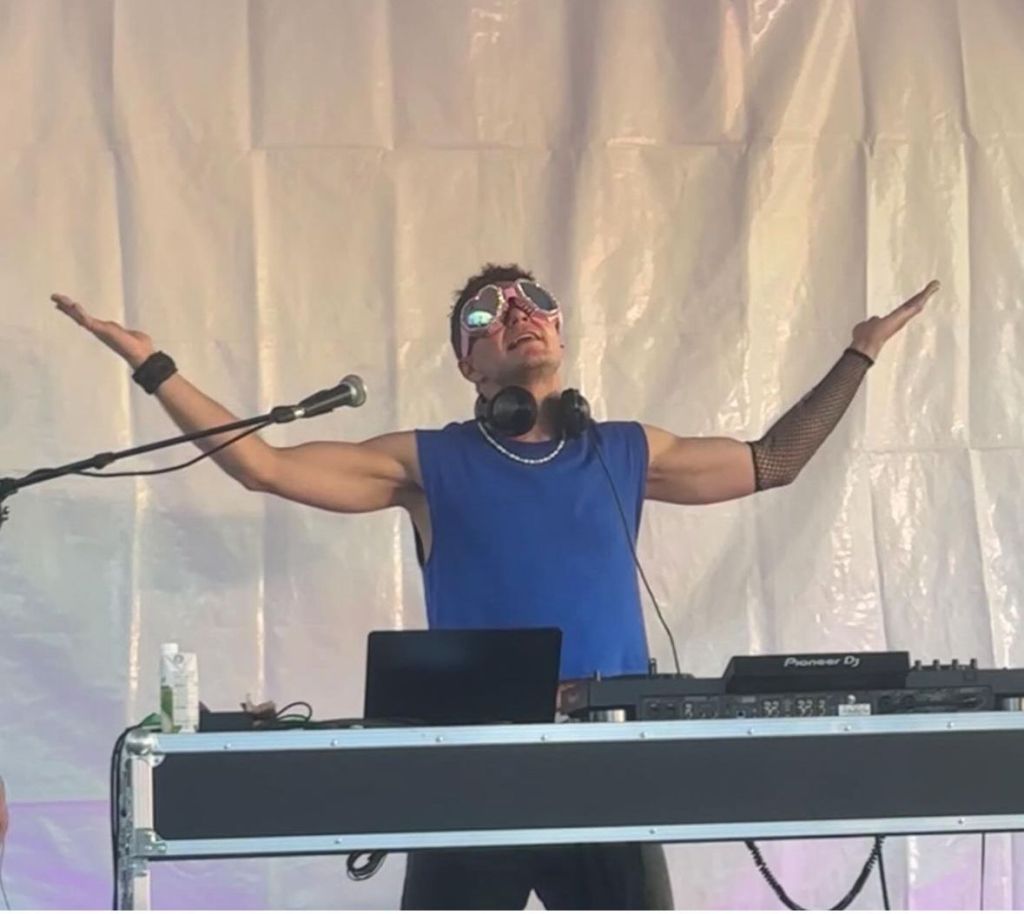 DJ SHEPPY Luv bring the crowd to life. Vancouver, B.C. Pop-up Pride event, 2024. 